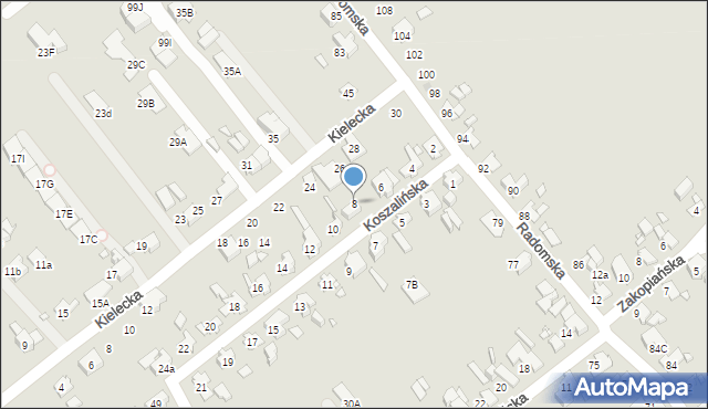 Gliwice, Koszalińska, 8, mapa Gliwic