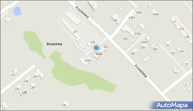 Gliwice, Kozielska, 433D, mapa Gliwic