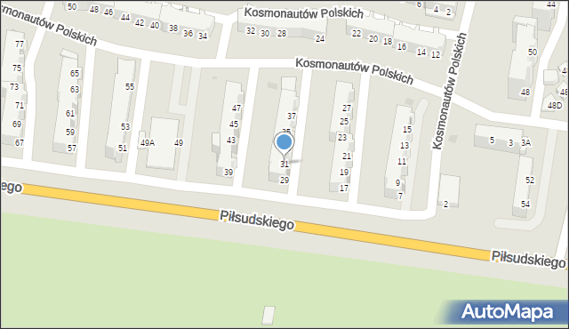 Głogów, Kosmonautów Polskich, 31, mapa Głogów