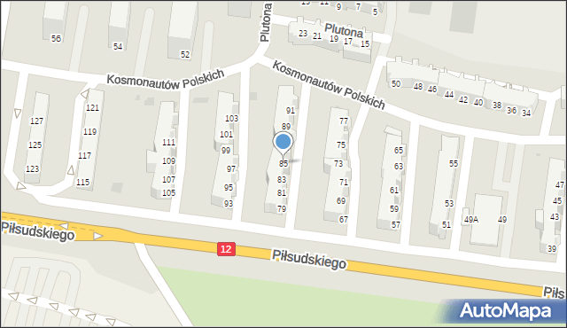 Głogów, Kosmonautów Polskich, 85, mapa Głogów