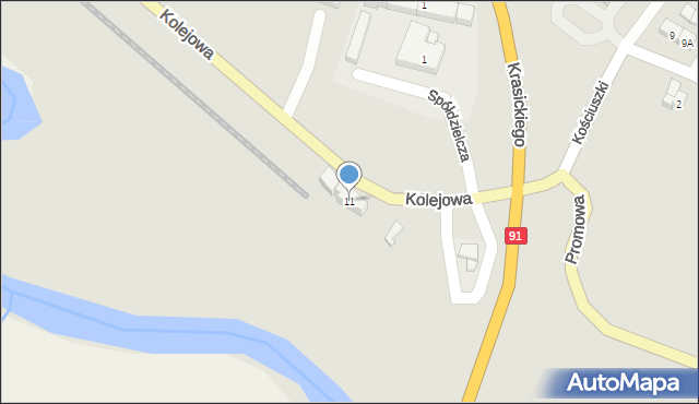 Gniew, Kolejowa, 11, mapa Gniew