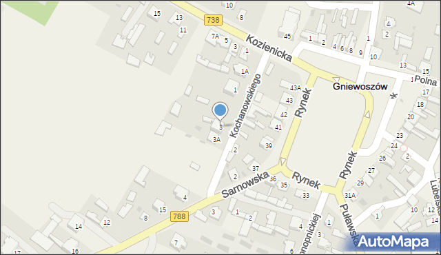 Gniewoszów, Kochanowskiego Jana, 3, mapa Gniewoszów