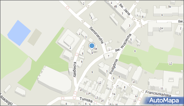 Gniezno, Kolegiaty, 4, mapa Gniezna