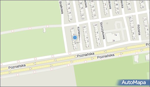 Gniezno, Konwaliowa, 3, mapa Gniezna