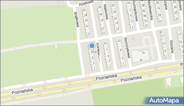 Gniezno, Konwaliowa, 7, mapa Gniezna