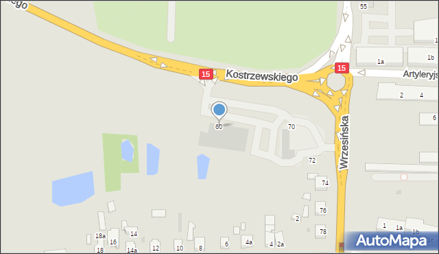 Gniezno, Kostrzewskiego Józefa, prof., 60, mapa Gniezna