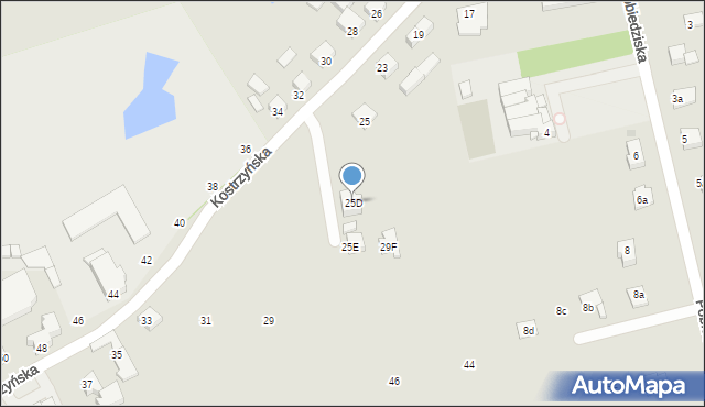 Gniezno, Kostrzyńska, 25D, mapa Gniezna