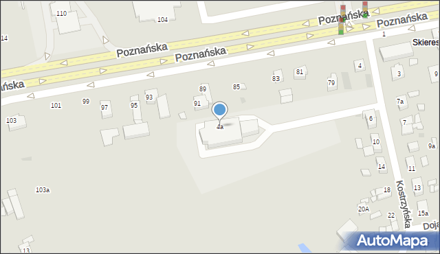 Gniezno, Kostrzyńska, 4a, mapa Gniezna