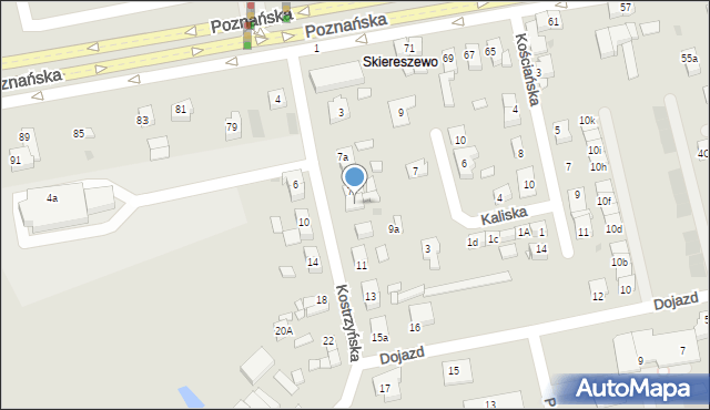 Gniezno, Kostrzyńska, 9, mapa Gniezna