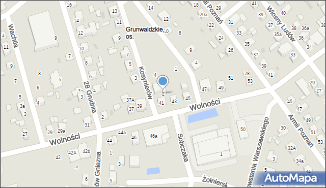 Gniezno, Kosynierów, 2, mapa Gniezna