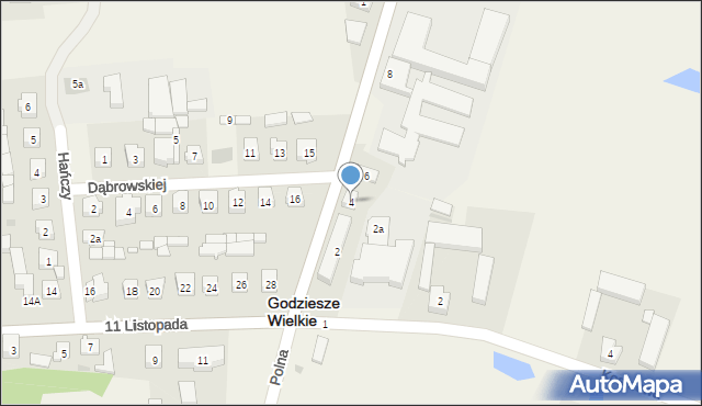 Godziesze Wielkie, Kordeckiego Augustyna, ks., 4, mapa Godziesze Wielkie