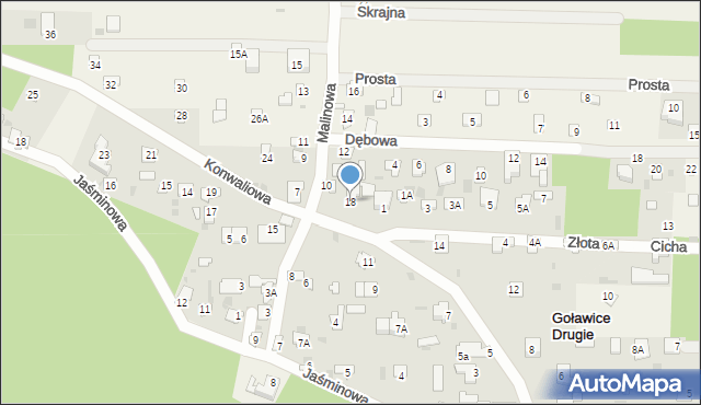 Goławice Drugie, Konwaliowa, 18, mapa Goławice Drugie