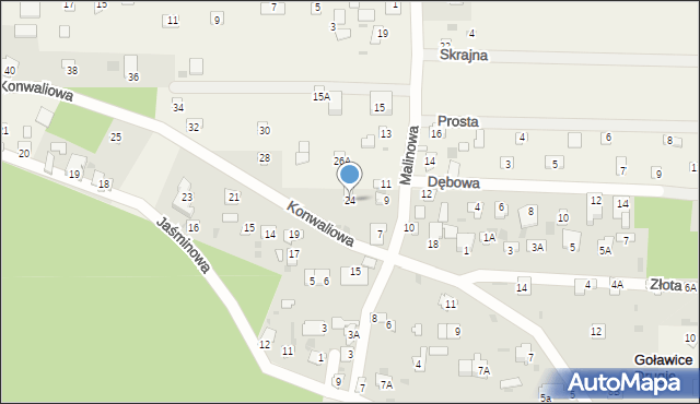 Goławice Drugie, Konwaliowa, 24, mapa Goławice Drugie