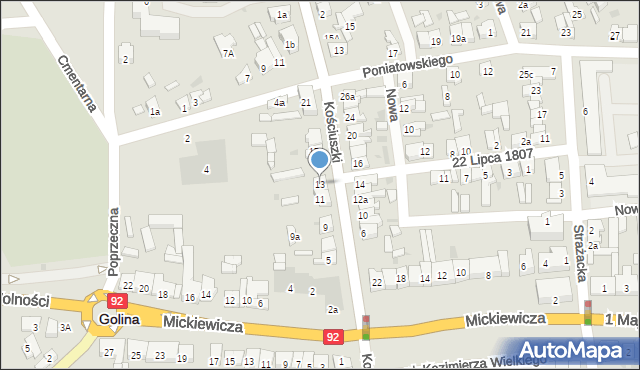 Golina, Kościuszki Tadeusza, gen., 13, mapa Golina