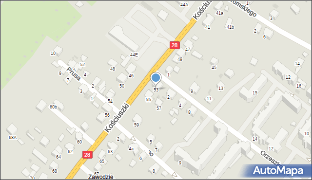 Gorlice, Kościuszki Tadeusza, gen., 53, mapa Gorlic