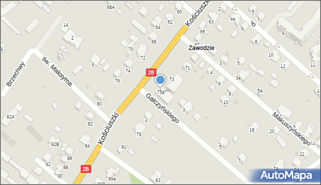 Gorlice, Kościuszki Tadeusza, gen., 73a, mapa Gorlic