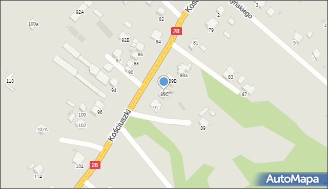 Gorlice, Kościuszki Tadeusza, gen., 89C, mapa Gorlic