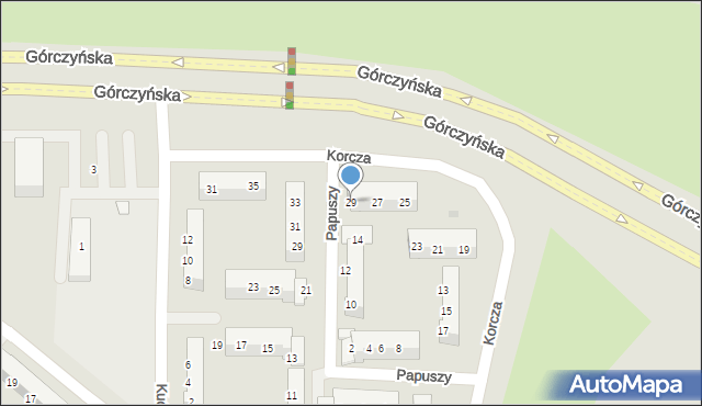 Gorzów Wielkopolski, Korcza Jana, 29, mapa Gorzów Wielkopolski