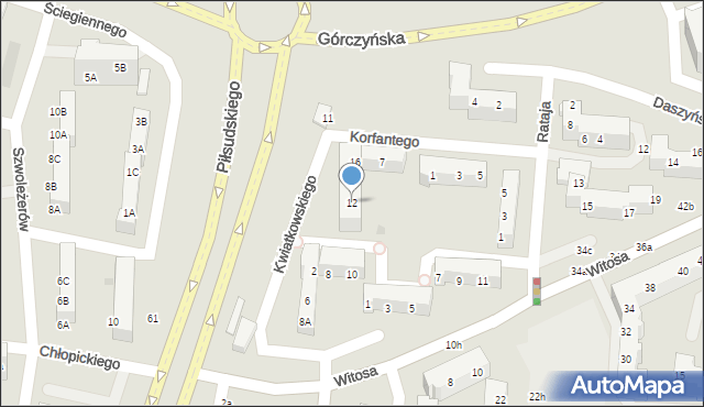 Gorzów Wielkopolski, Korfantego Wojciecha, 12, mapa Gorzów Wielkopolski