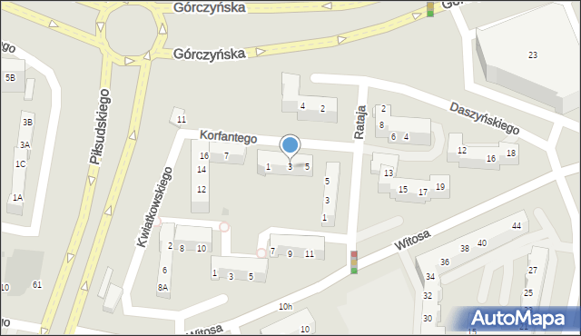 Gorzów Wielkopolski, Korfantego Wojciecha, 3, mapa Gorzów Wielkopolski