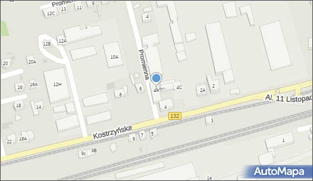 Gorzów Wielkopolski, Kostrzyńska, 4A, mapa Gorzów Wielkopolski