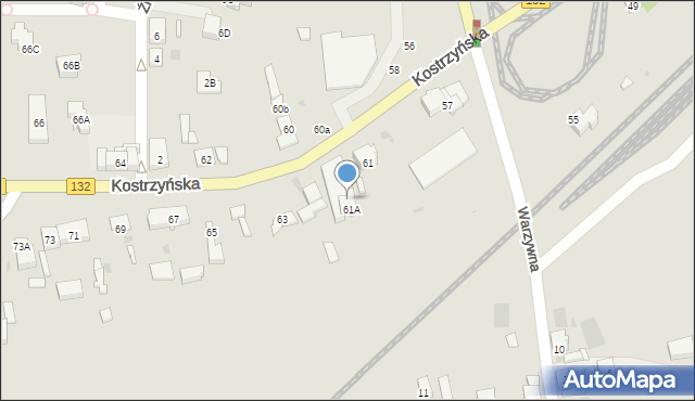 Gorzów Wielkopolski, Kostrzyńska, 61b, mapa Gorzów Wielkopolski