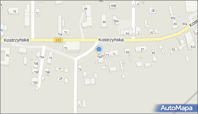 Gorzów Wielkopolski, Kostrzyńska, 73A, mapa Gorzów Wielkopolski