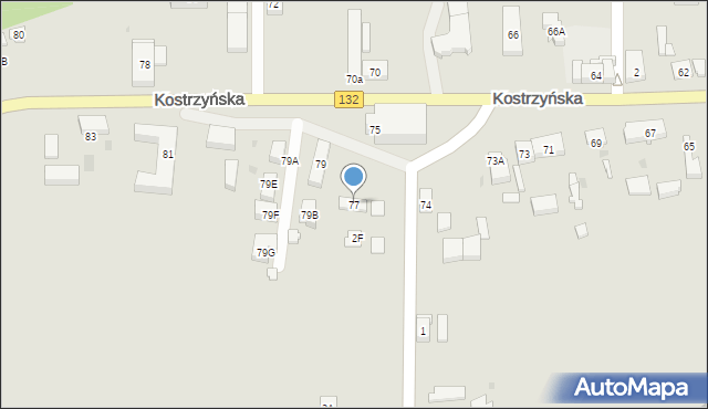Gorzów Wielkopolski, Kostrzyńska, 77, mapa Gorzów Wielkopolski