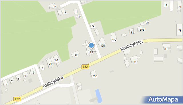 Gorzów Wielkopolski, Kostrzyńska, 84, mapa Gorzów Wielkopolski