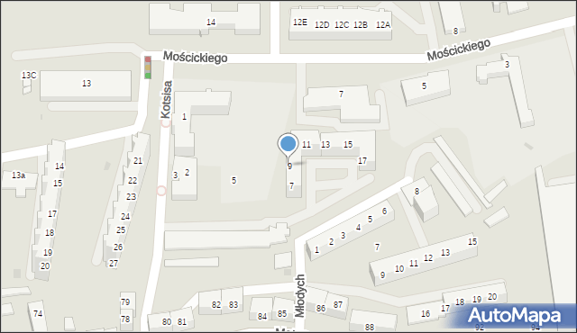 Gorzów Wielkopolski, Kotsisa Aleksandra, 9, mapa Gorzów Wielkopolski