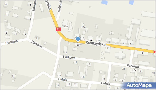 Górzyca, Kostrzyńska, 14, mapa Górzyca