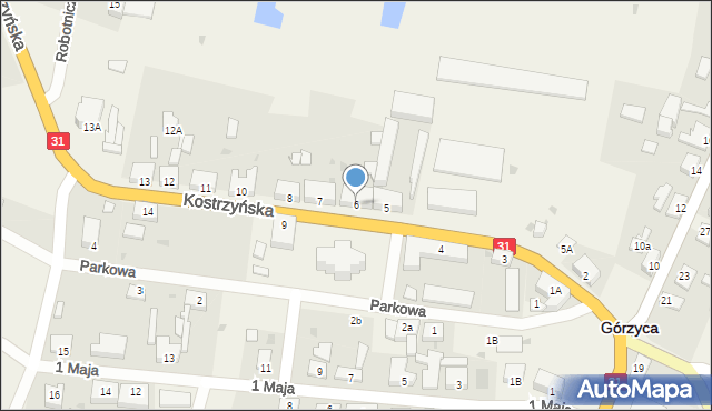 Górzyca, Kostrzyńska, 6, mapa Górzyca