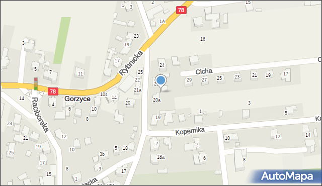 Gorzyce, Kościelna, 21, mapa Gorzyce