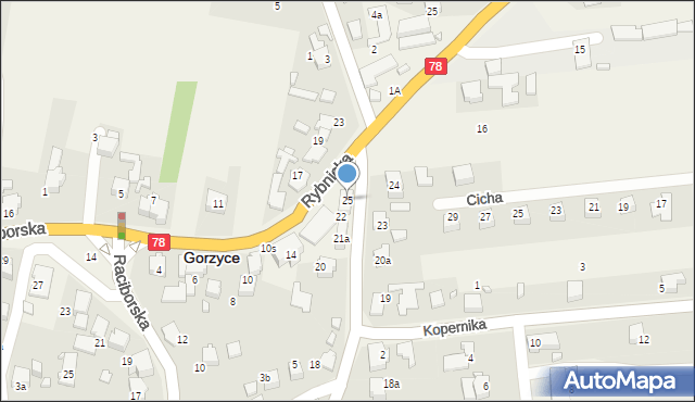 Gorzyce, Kościelna, 25, mapa Gorzyce