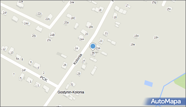 Gostynin, Kolonia, 25, mapa Gostynin