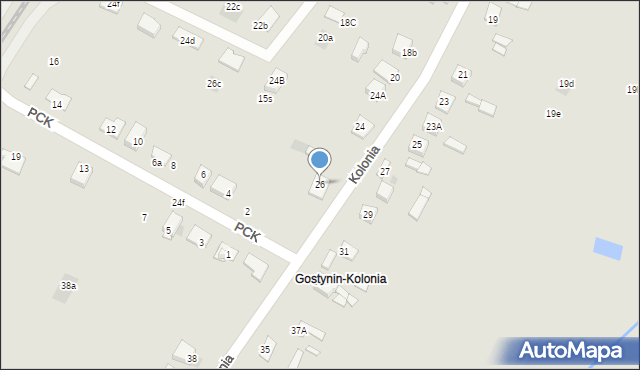 Gostynin, Kolonia, 26, mapa Gostynin