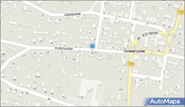 Gowarczów, Kościuszki Tadeusza, gen., 11, mapa Gowarczów