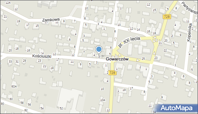 Gowarczów, Kościuszki Tadeusza, gen., 2, mapa Gowarczów