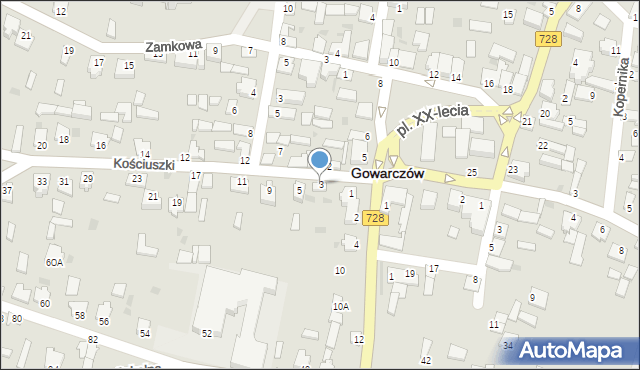 Gowarczów, Kościuszki Tadeusza, gen., 3, mapa Gowarczów