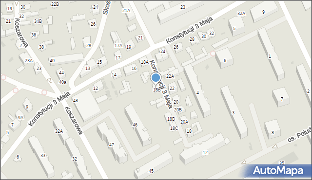 Grajewo, Konstytucji 3 Maja, 18B, mapa Grajewo