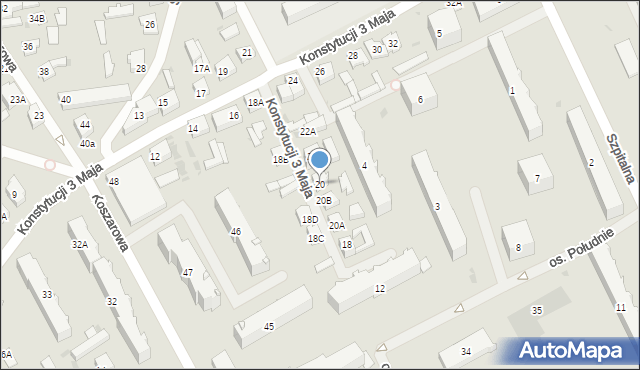 Grajewo, Konstytucji 3 Maja, 20, mapa Grajewo