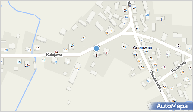 Granowiec, Kolejowa, 3, mapa Granowiec