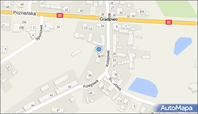 Granowo, Kolejowa, 36, mapa Granowo