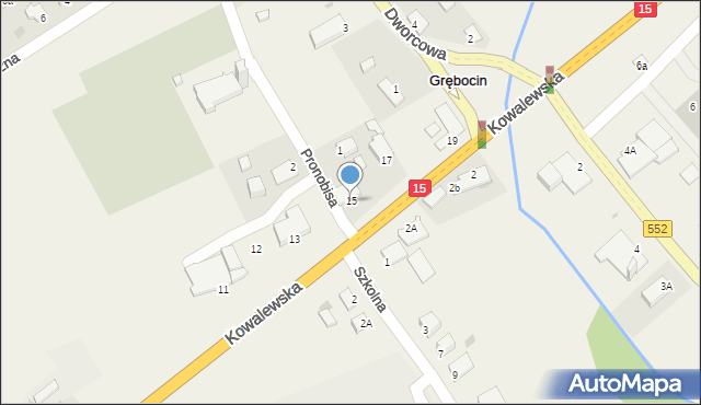 Grębocin, Kowalewska, 15, mapa Grębocin