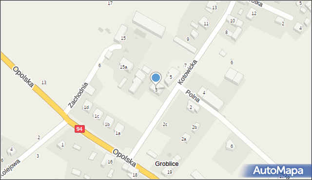 Groblice, Kotowicka, 3, mapa Groblice