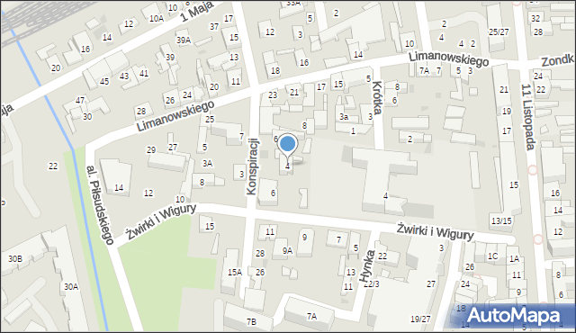 Grodzisk Mazowiecki, Konspiracji, 4, mapa Grodzisk Mazowiecki