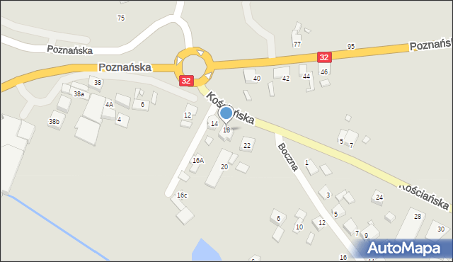 Grodzisk Wielkopolski, Kościańska, 18, mapa Grodzisk Wielkopolski