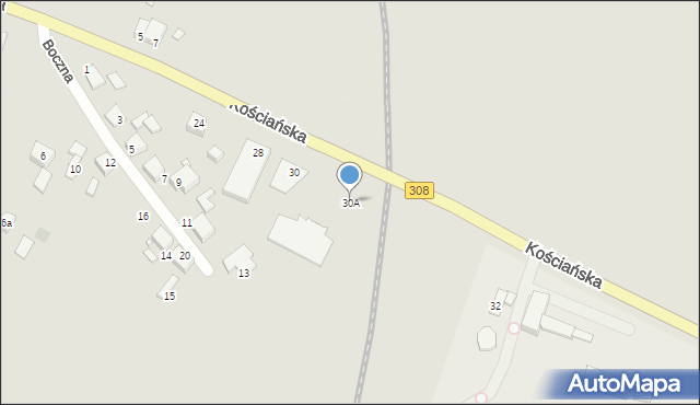 Grodzisk Wielkopolski, Kościańska, 30A, mapa Grodzisk Wielkopolski