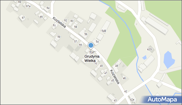 Grudynia Wielka, Kozielska, 51a, mapa Grudynia Wielka