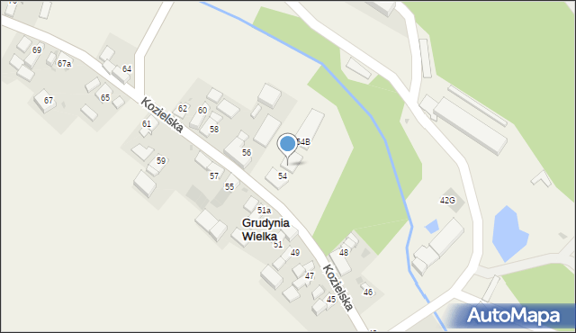 Grudynia Wielka, Kozielska, 54A, mapa Grudynia Wielka